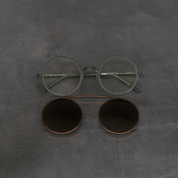 RIGARDS*UMA WANG Joint Magnetic Round Frame Sunglasses RG00UW50 Series RG-RG00UW50-FCQTTMJBQT Emerald Frame Bronze Frame Transparent Lens + Gradient Bronze Lens